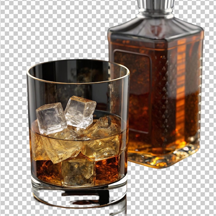 PSD una botella de whisky y un vaso.