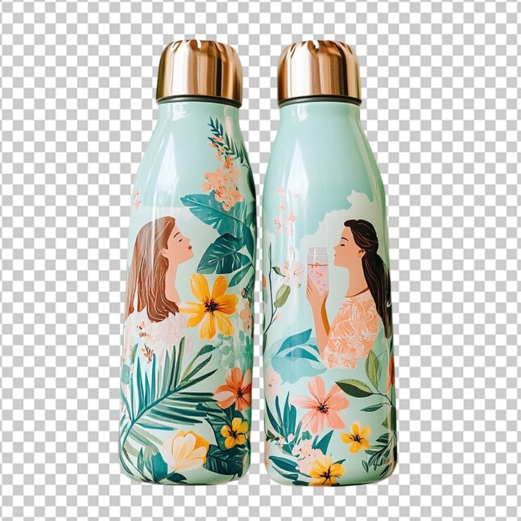 PSD botellas de agua aisladas sobre un fondo transparente