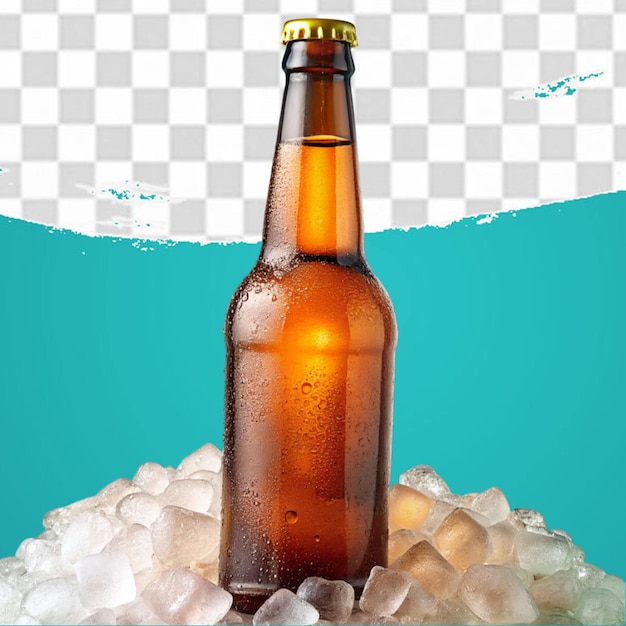 PSD botellas de cerveza y cubitos de hielo