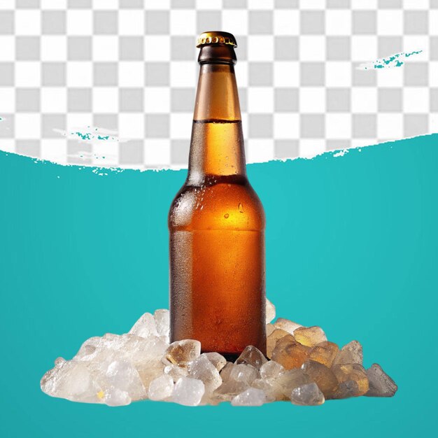 PSD botellas de cerveza y cubitos de hielo