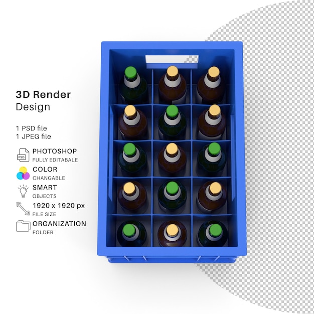 Botellas De Cerveza Modelado 3D Archivo PSD Botella Realista