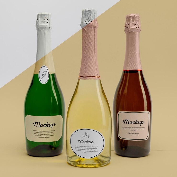 PSD botellas de champán con maqueta.