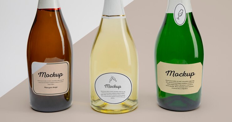PSD botellas de champán con maqueta.