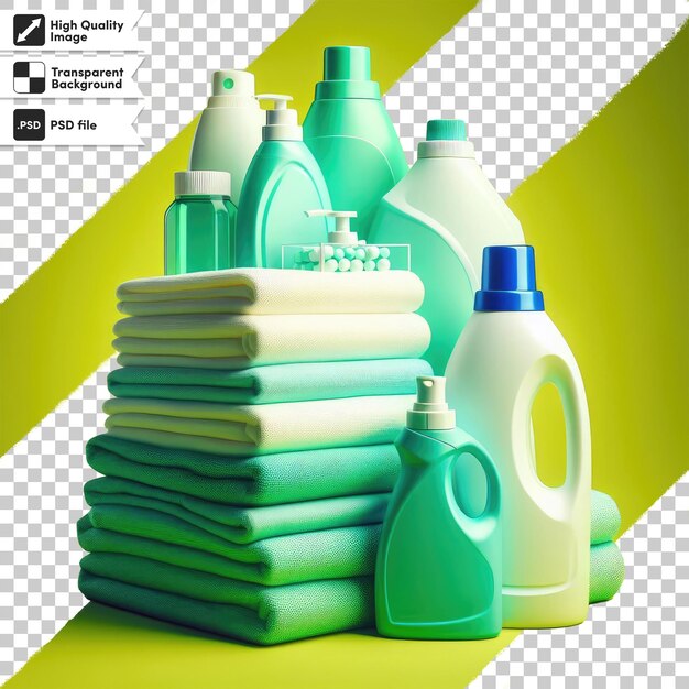 PSD botellas psd de productos de limpieza sobre un fondo transparente