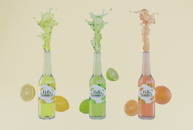 Botellas de refrescos de frutas de colores