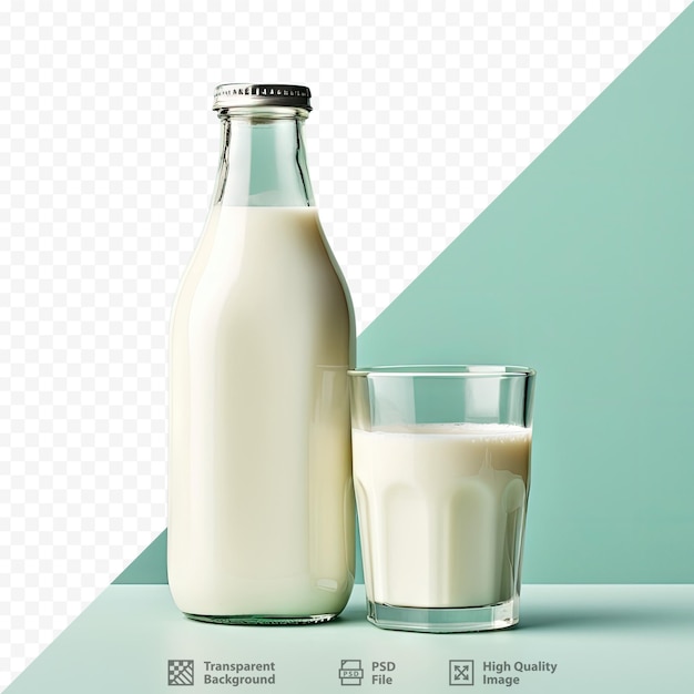 PSD botellas de vidrio aisladas que contienen leche fresca