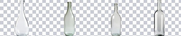 PSD botellas de vidrio de diferentes formas y tamaños sobre un fondo blanco sobre el fondo transparente formato png