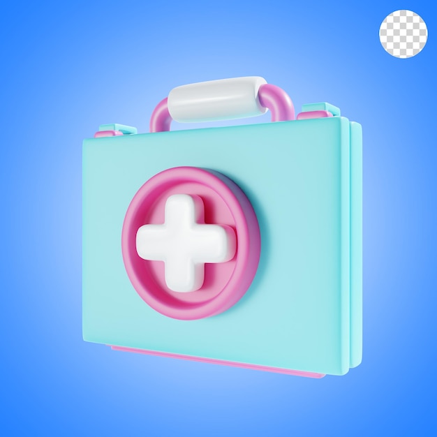 botiquín de primeros auxilios ilustración 3D tema azul rosado