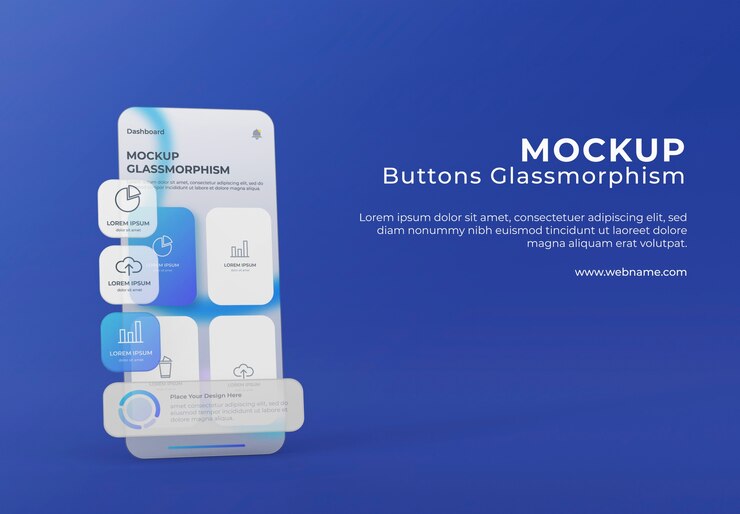 PSD botões de interface do smartphone no estilo glassmorphism