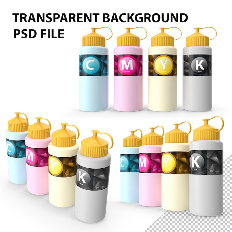PSD botol isi ulang tinta cmyk
