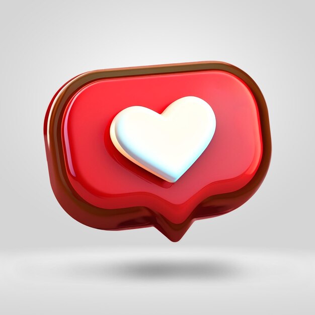 PSD botón de amor rojo insta objeto 3d