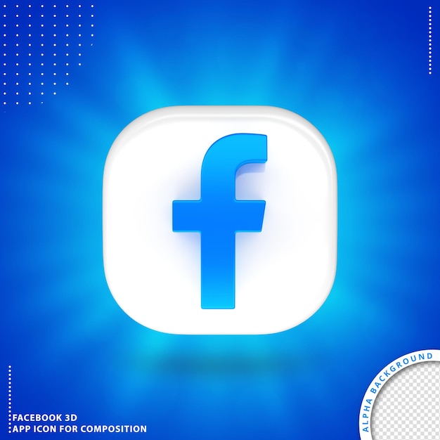 PSD botón de aplicación 3d de facebook blanco