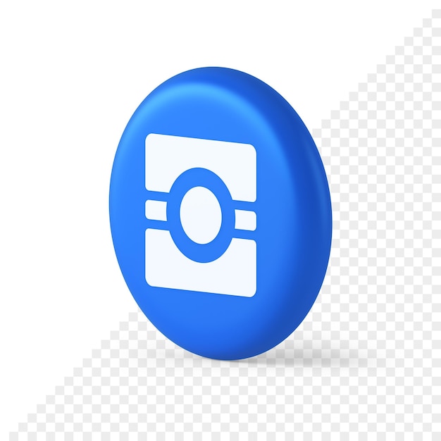 Botón de aplicación de video de foto de cámara servicio de fotografía multimedia icono isométrico redondo 3d