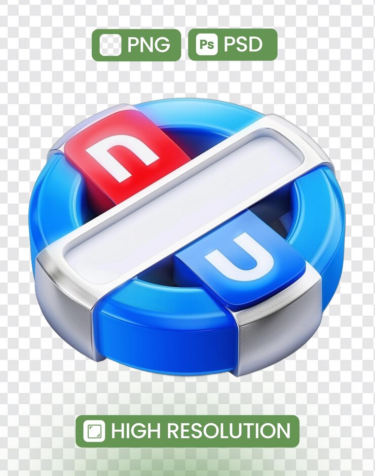 PSD un botón azul y rojo con la palabra n en él