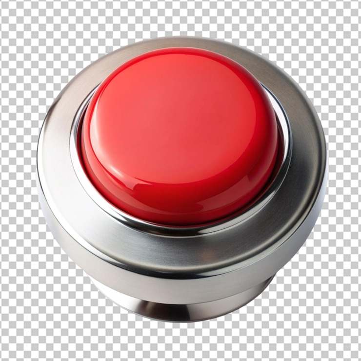PSD botón en blanco rojo 3d aislado en fondo transparente