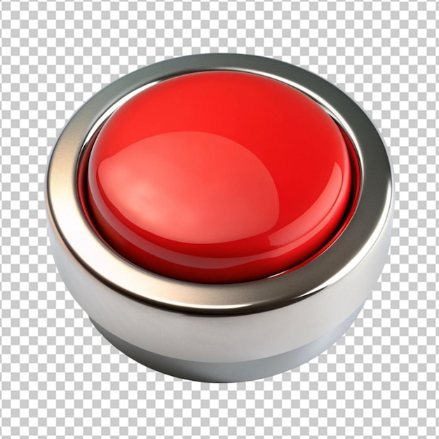 Botón en blanco rojo 3d aislado en fondo transparente