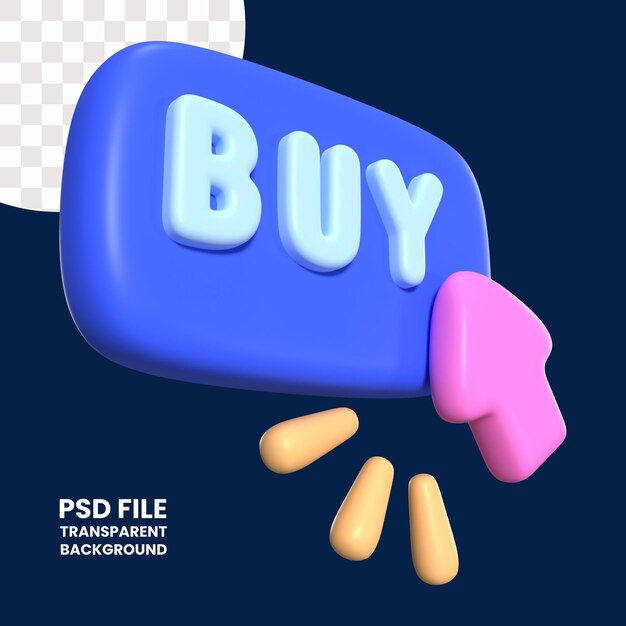 Botón de compra Icono de ilustración 3D