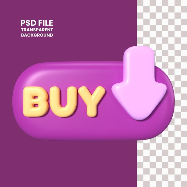 Botón de compra icono de ilustración 3d