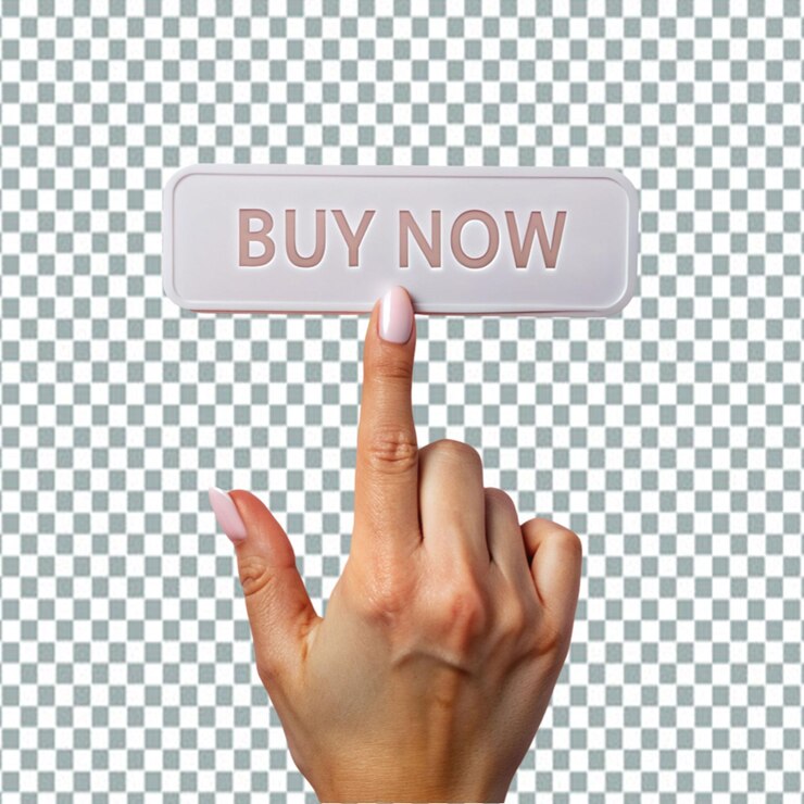 PSD botón comprar haga clic en la vista frontal ilustración del icono de renderizado 3d sobre fondo transparente