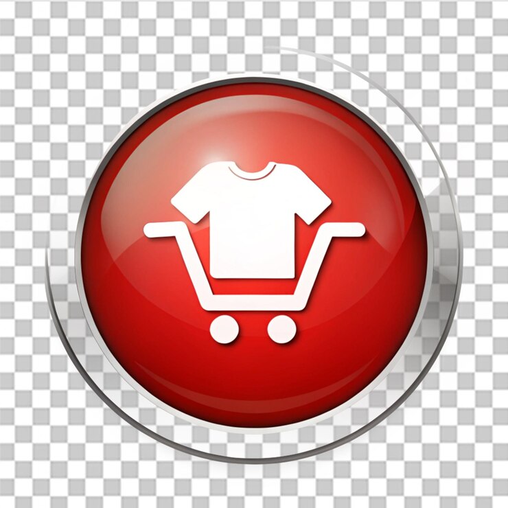PSD botón de compras en línea de camiseta aislado en un fondo transparente