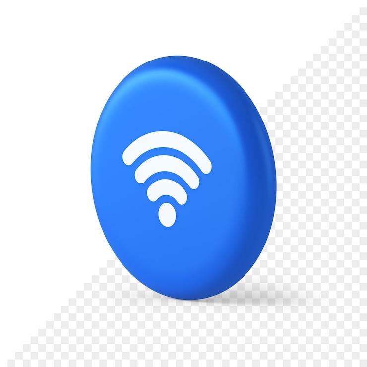 PSD botón de conexión a internet wi fi de alta velocidad inalámbrico ciberespacio red digital icono isométrico 3d