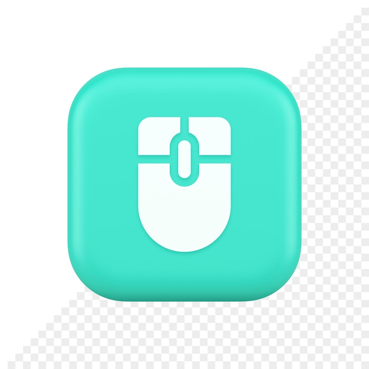 PSD botón del cursor del dispositivo de desplazamiento de la computadora del mouse, haga clic en el icono 3d de la interfaz del ciberespacio de control