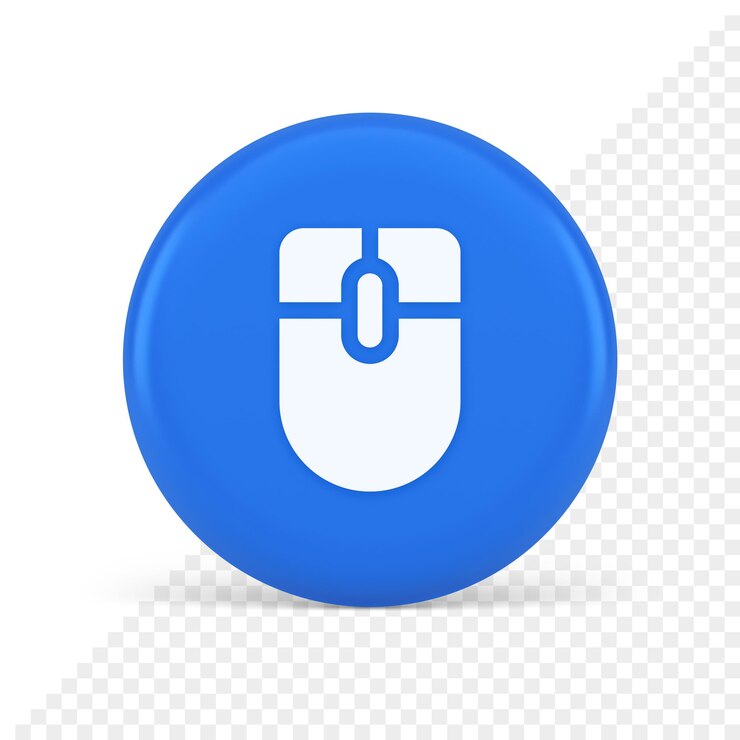 PSD botón del cursor del dispositivo de desplazamiento de la computadora del mouse, haga clic en el icono 3d de la interfaz del ciberespacio de control