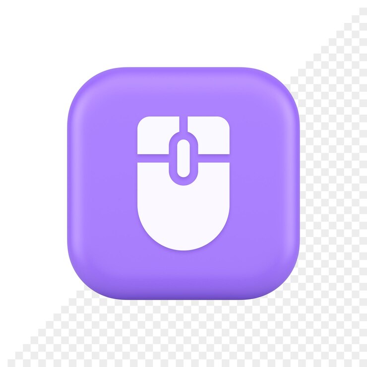 PSD botón del cursor del dispositivo de desplazamiento de la computadora del mouse, haga clic en el icono 3d de la interfaz del ciberespacio de control