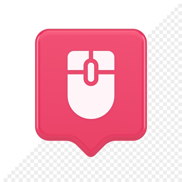 PSD botón del cursor del dispositivo de desplazamiento de la computadora del mouse, haga clic en el icono de la burbuja de voz 3d de la interfaz del ciberespacio de control