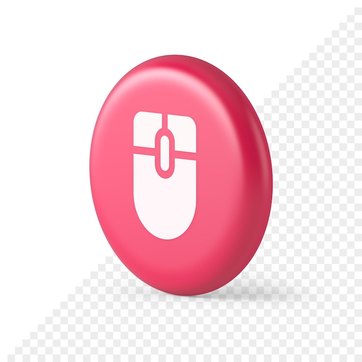 PSD botón del cursor del dispositivo de desplazamiento de la computadora del mouse, haga clic en el icono realista 3d de la interfaz del ciberespacio de control