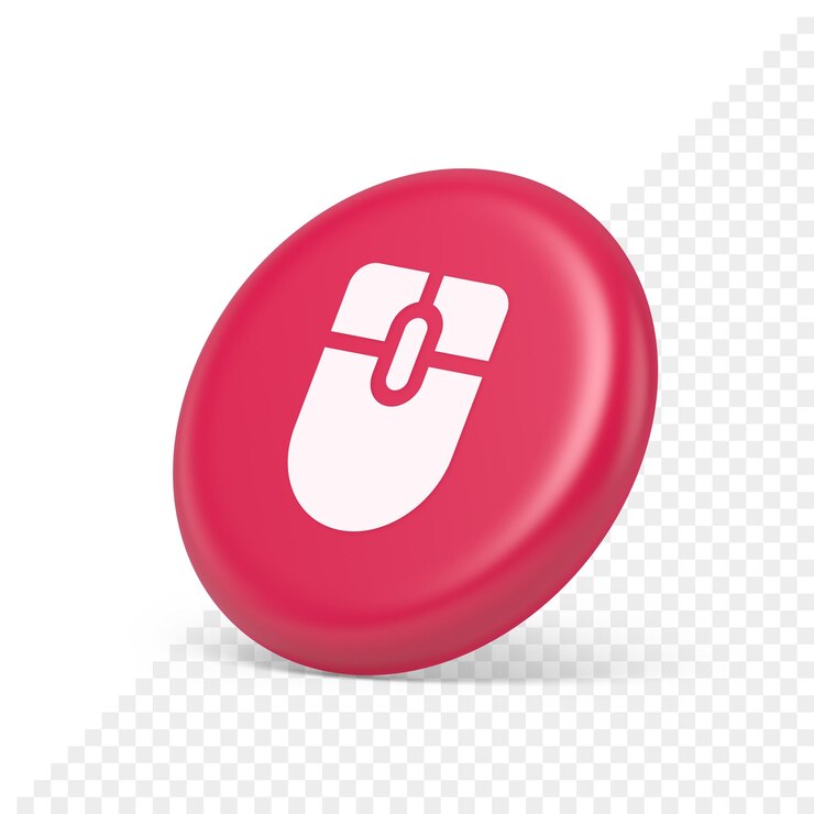 PSD botón del cursor del dispositivo de desplazamiento de la computadora del mouse, haga clic en el icono de vista lateral 3d de la interfaz del ciberespacio de control