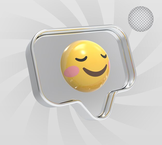 PSD botón de dibujos animados reacciones emoji con nueva reacción al cuidado