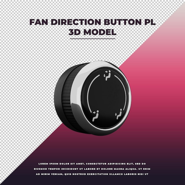 Botón de dirección del ventilador PL 3d aislado