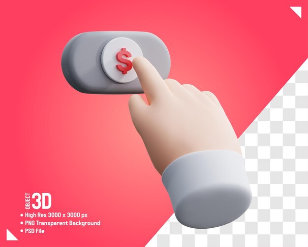 Botón de donación en línea para el icono de objeto 3D de la humanidad