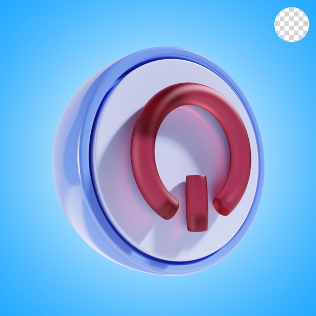 botón de encendido con fondo redondo icono 3D