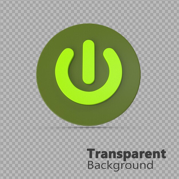 botón de encendido verde en fondo transparente