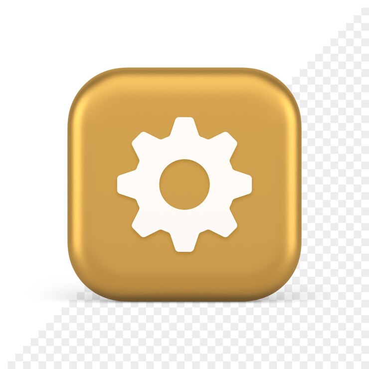 PSD botón de engranaje cog tecnología web configuración reparación interfaz comercial icono realista 3d
