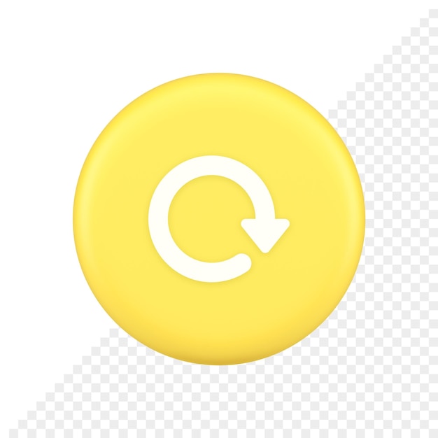 Botón de flecha circular curvo carga dinámica progreso navegación cursor icono de aplicación 3d