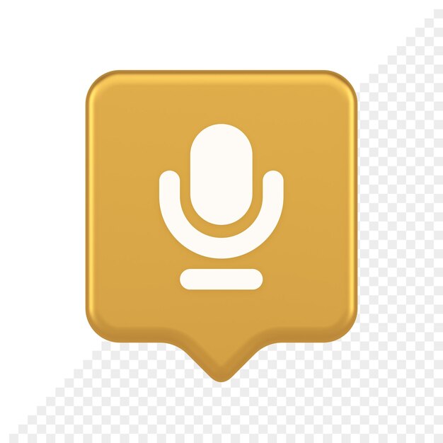 Botón de grabación en vivo de sonido de micrófono diseño de aplicación web radiodifusión de música icono de burbuja de voz 3d