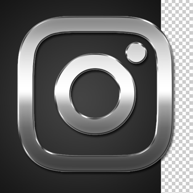 botón de instagram efecto plata 3d