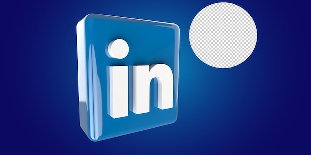 PSD botón de linkedin render 3d con fondo transparente