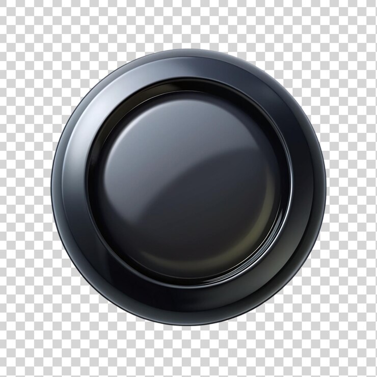 PSD un botón negro aislado sobre un fondo transparente