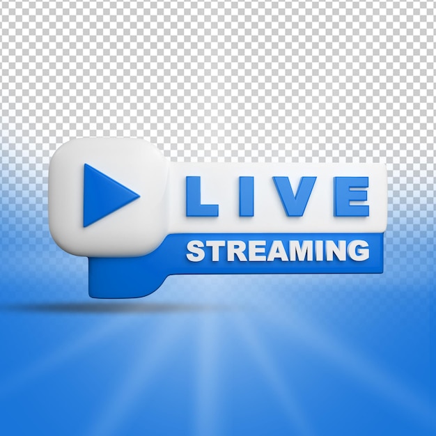 Botón o elementos de transmisión de video en vivo en 3D