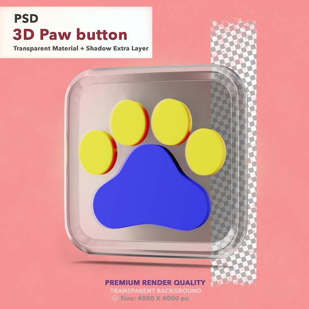 PSD botón de pata translúcido modelo 3d