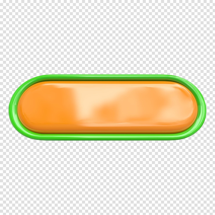 PSD botón de rectángulo dorado con borde verde elemento 3d png transparente