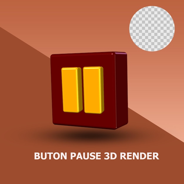 PSD botón render 3d pausa