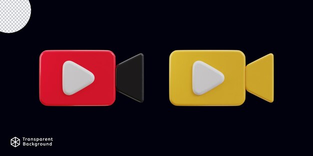 Botón de reproducción 3D en el conjunto de iconos de cámara de vídeo