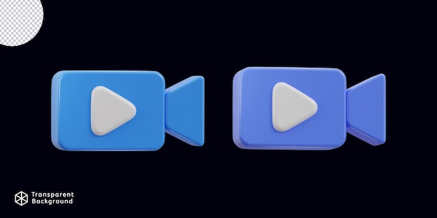 Botón de reproducción 3D en el conjunto de iconos de cámara de vídeo