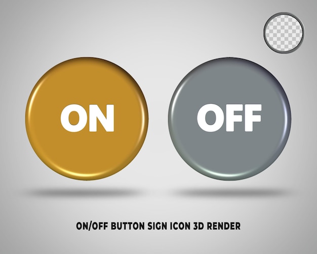 PSD botón de reproducción 3d para encender y apagar el icono de la señal de estilo dorado y plateado