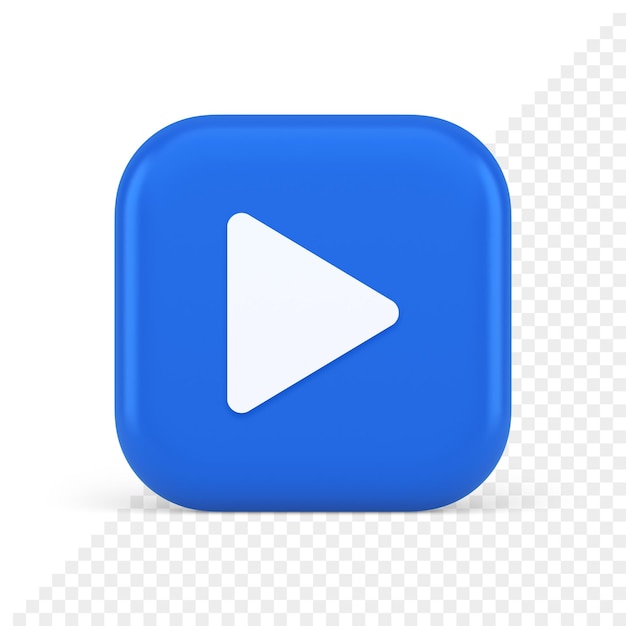 Botón de reproducción triángulo flecha derecha reproductor de contenido multimedia diseño de aplicación web icono realista 3d
